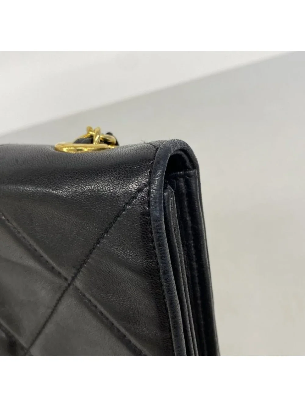 Chanel Shoulder Bag Lambskin Black Gold